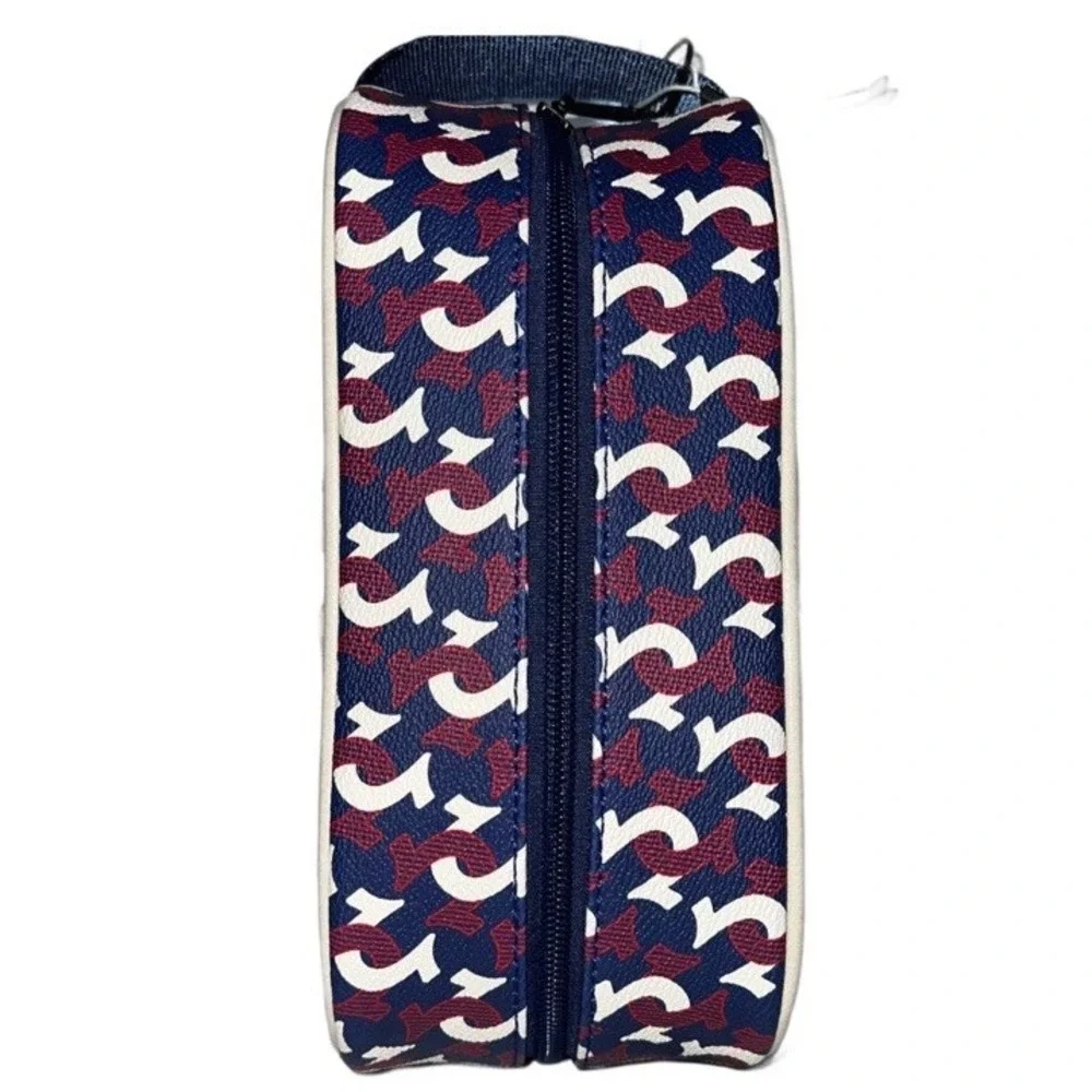 New $39 True Religion Coda Toiletry Bag TR104089 + 2 Mini Bottles Red Tan Blue